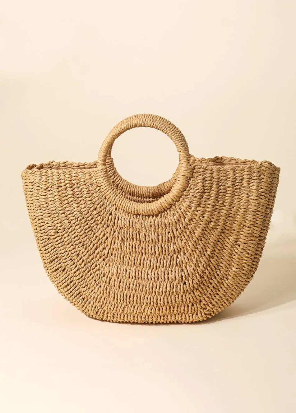 Half Moon Straw Tote, Two Colors