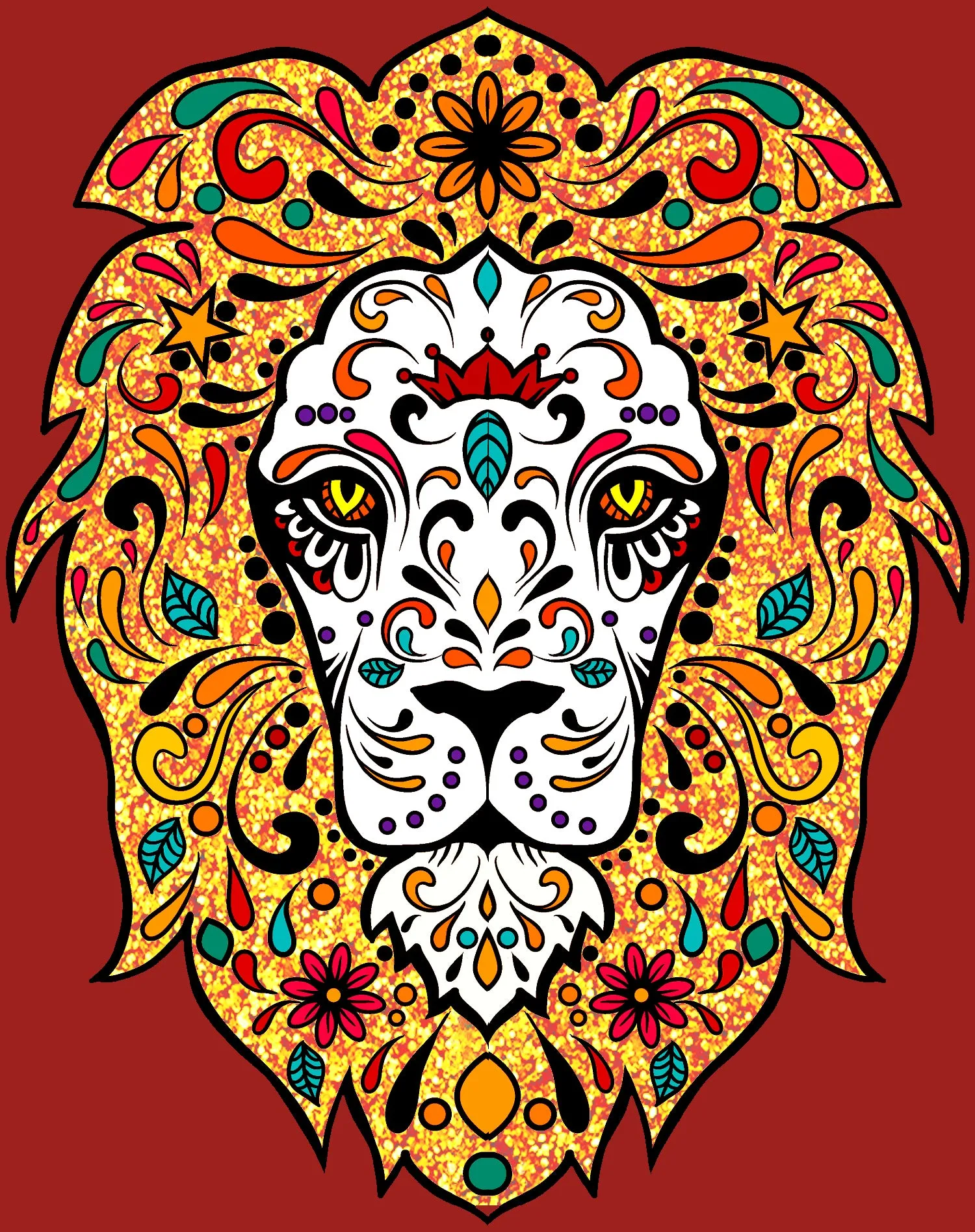 Halloween Day Of The Dead Calavera Lion Sugar Skull Bling Official Women's T-shirt