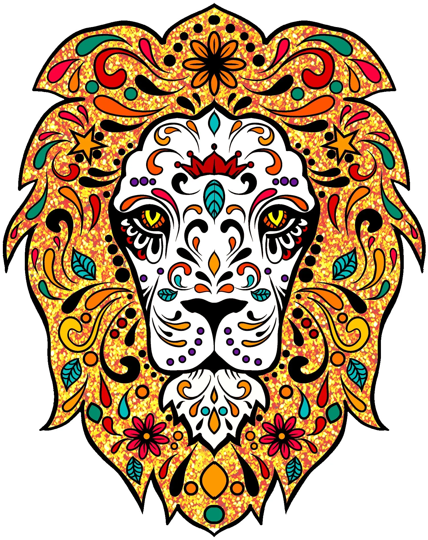 Halloween Day Of The Dead Calavera Lion Sugar Skull Bling Official Women's T-shirt