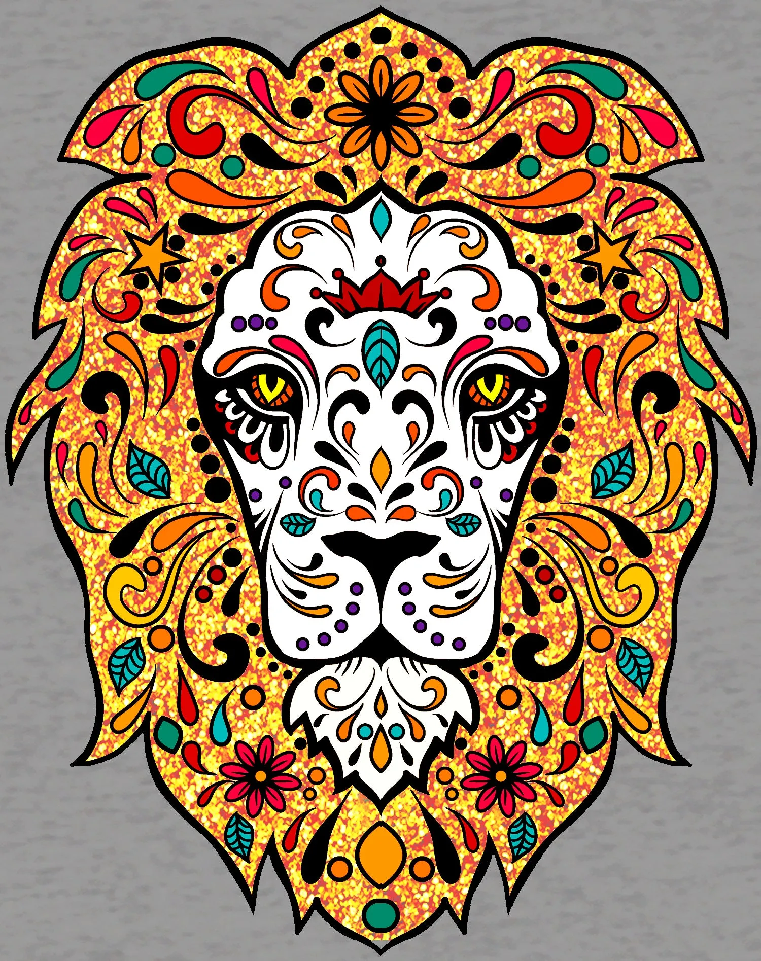Halloween Day Of The Dead Calavera Lion Sugar Skull Bling Official Women's T-shirt