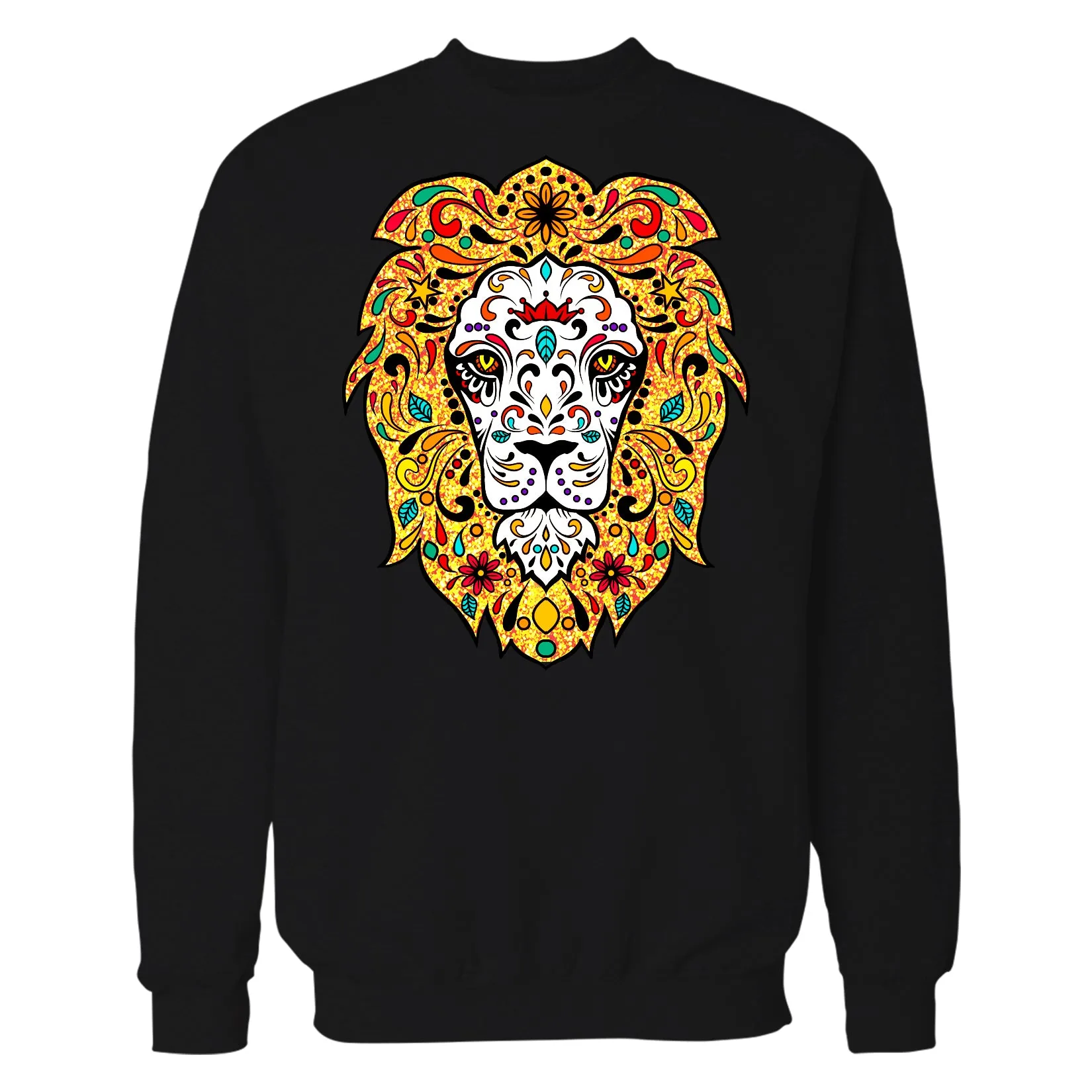 Halloween Day Of The Dead Calavera Lion Sugar Skull Bling Unisex Sweatshirt
