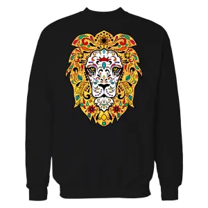 Halloween Day Of The Dead Calavera Lion Sugar Skull Bling Unisex Sweatshirt