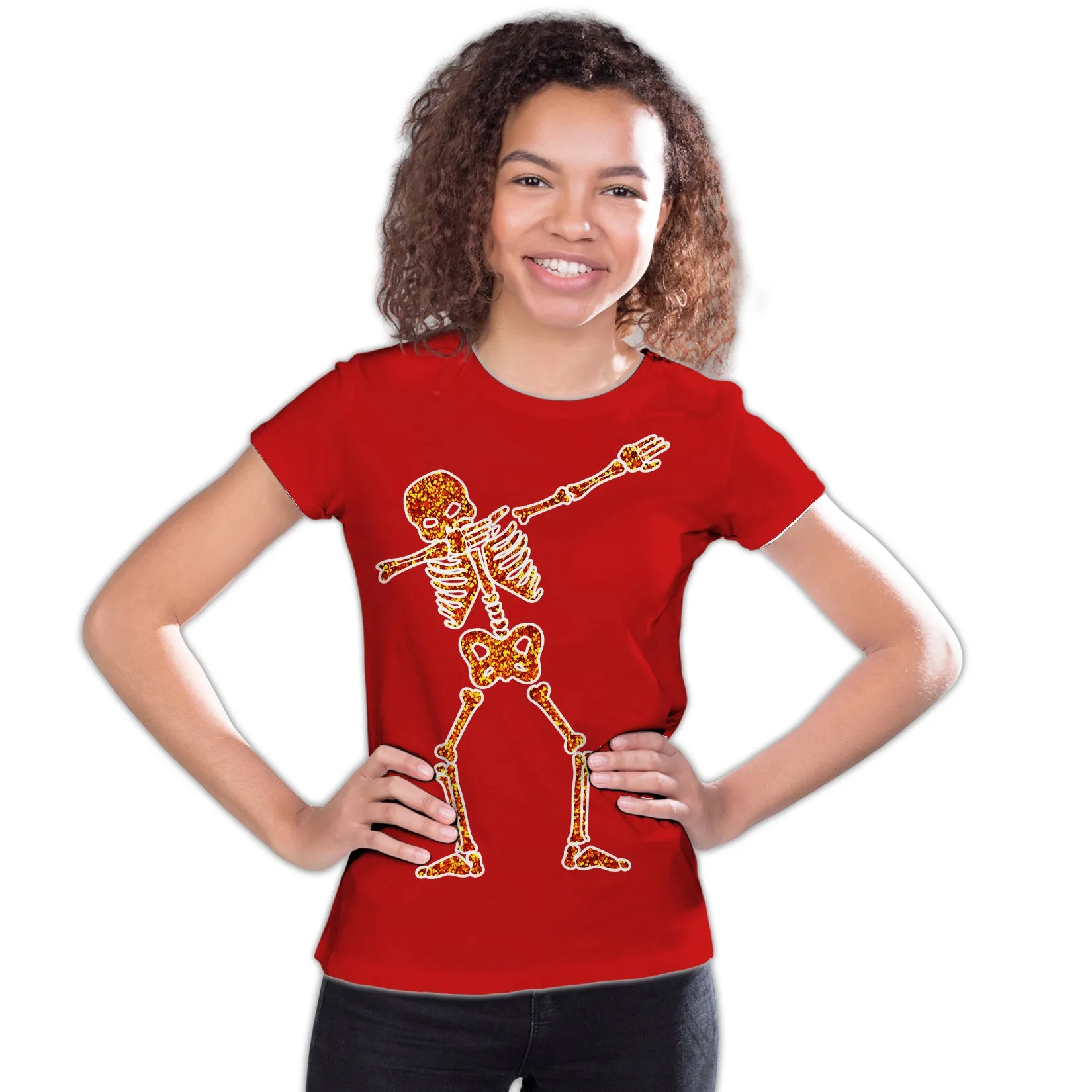 Halloween Day Of The Dead Dabbing Skeleton Bling Stencil Official Youth T-shirt