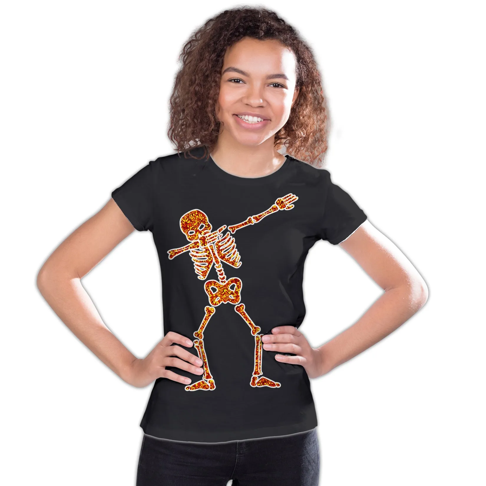 Halloween Day Of The Dead Dabbing Skeleton Bling Stencil Official Youth T-shirt