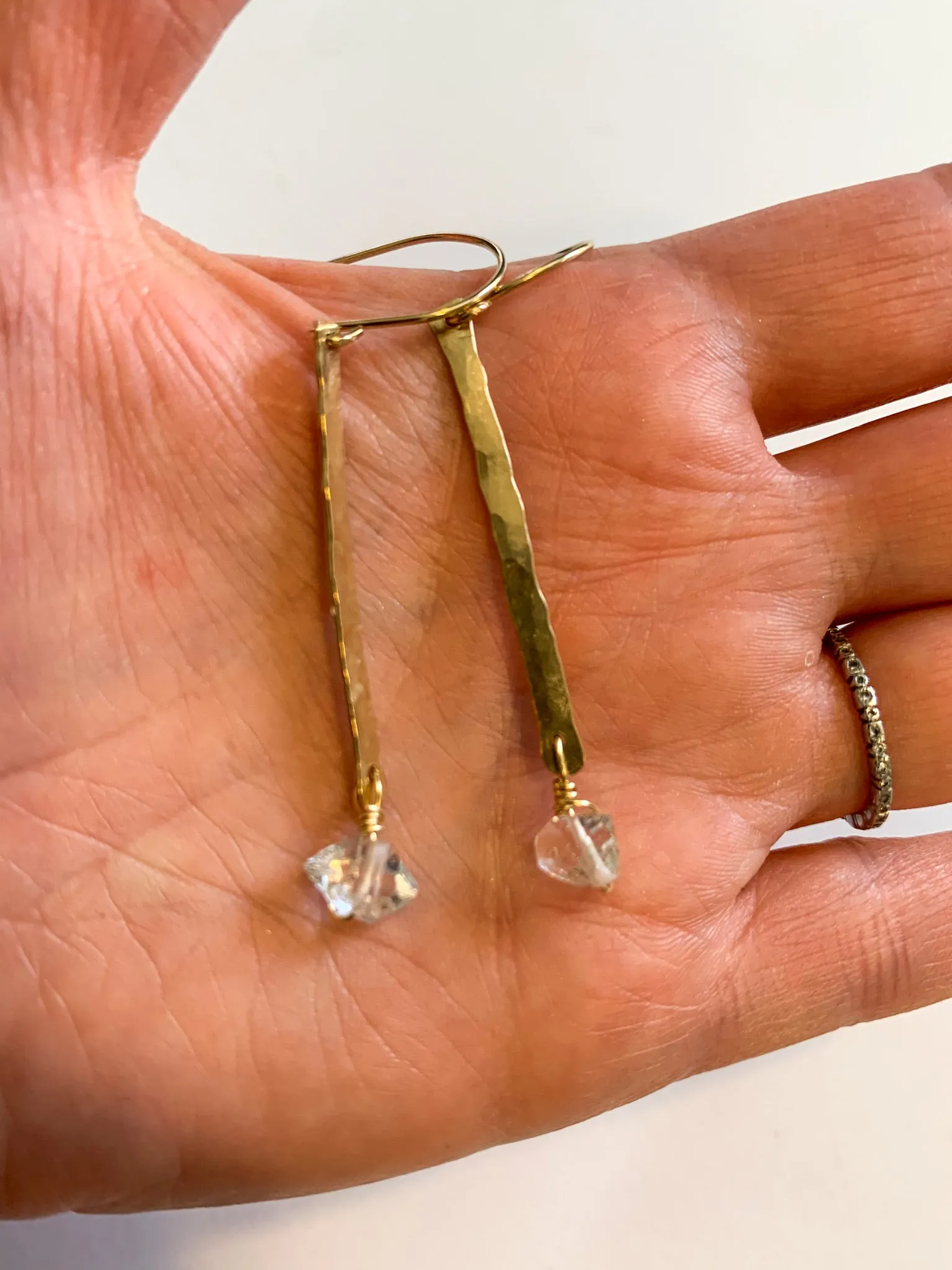 Hammered Herkimer Bar Earrings