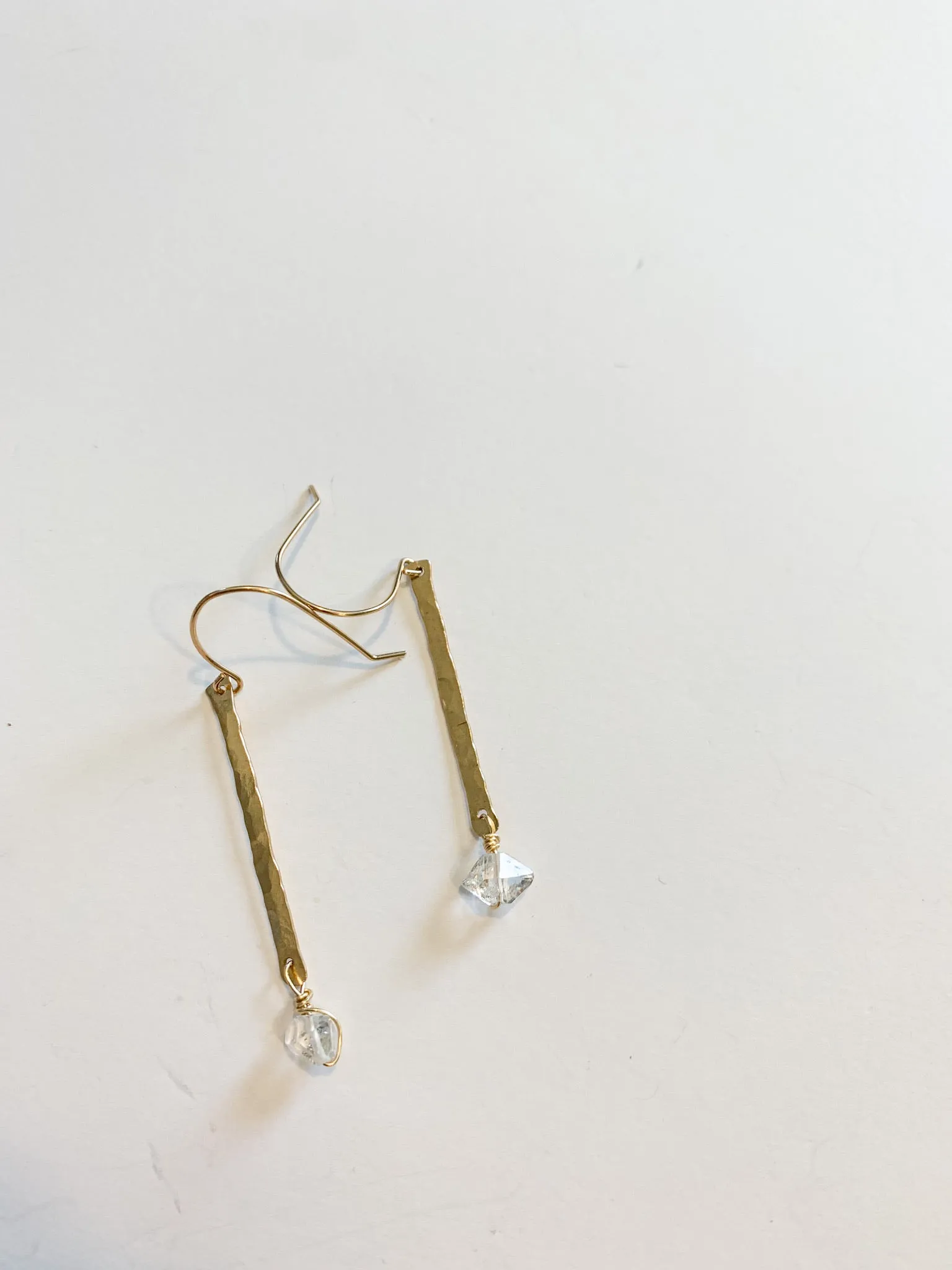 Hammered Herkimer Bar Earrings