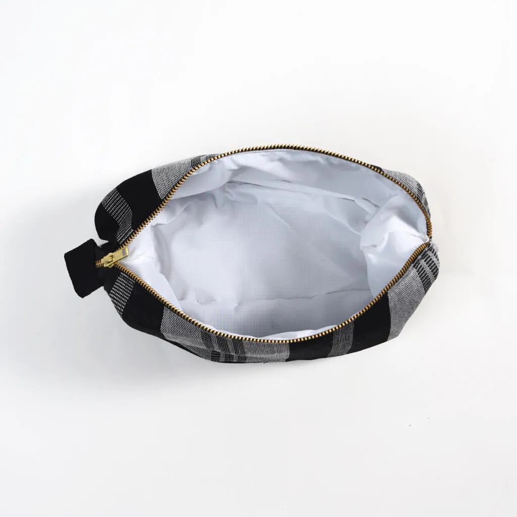 Hand Woven Toiletry Bag | Black & Gray Stripes