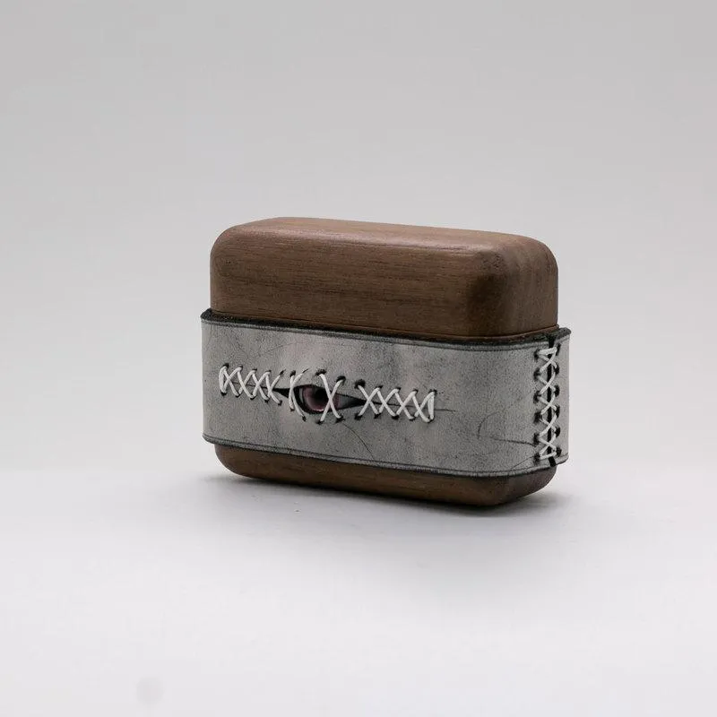 Handmade Black Leather Wood AirPods 1,2 Case with Eye Black Leather AirPods 1,2 Case Airpod Case Cover