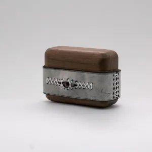 Handmade Black Leather Wood AirPods 1,2 Case with Eye Black Leather AirPods 1,2 Case Airpod Case Cover
