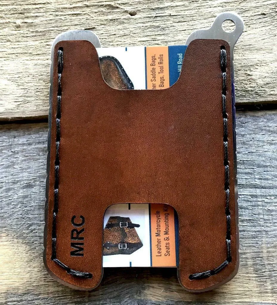 Hawk One Minimalist Men's Women's Gel Tan Veg Tan Leather Stainless Steel Wallet