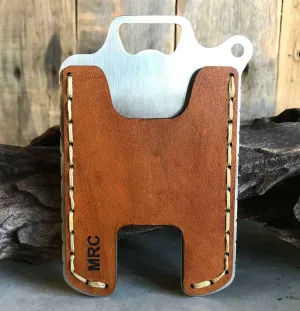 Hawk One Minimalist Men's Women's Gel Tan Veg Tan Leather Stainless Steel Wallet