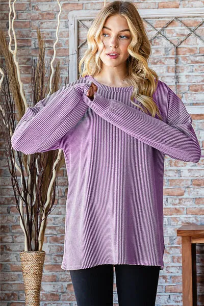 Hazel Blues® |  Heimish Round Neck Dropped Shoulder Blouse