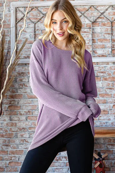 Hazel Blues® |  Heimish Round Neck Dropped Shoulder Blouse