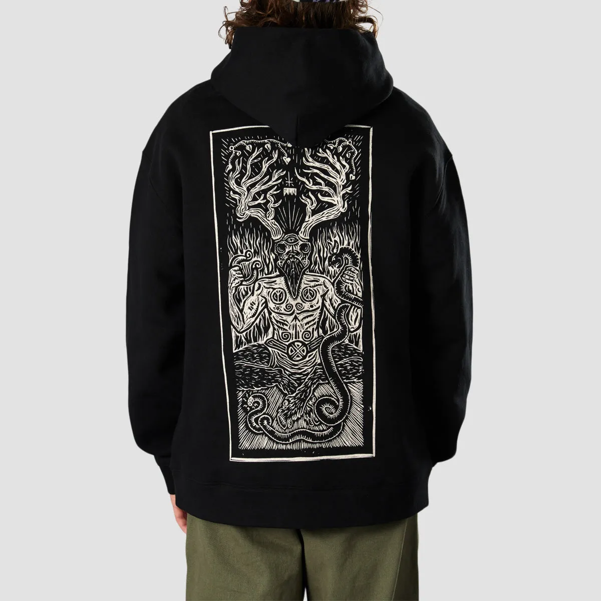 Heathen Ceronnous Mono Relax fit Pullover Hoodie Black