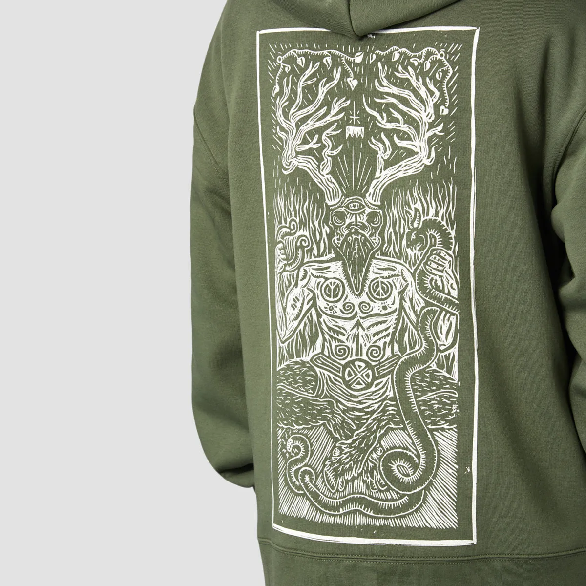 Heathen Ceronnous Mono Relax fit Pullover Hoodie Cypress