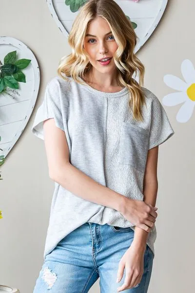 Heimish Pocketed Round Neck Short Sleeve T-Shirt