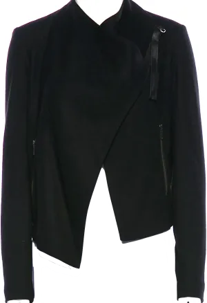 HELMUT LANG NY. Black Wool Leather Trim Jacket