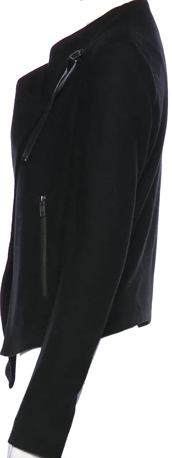 HELMUT LANG NY. Black Wool Leather Trim Jacket