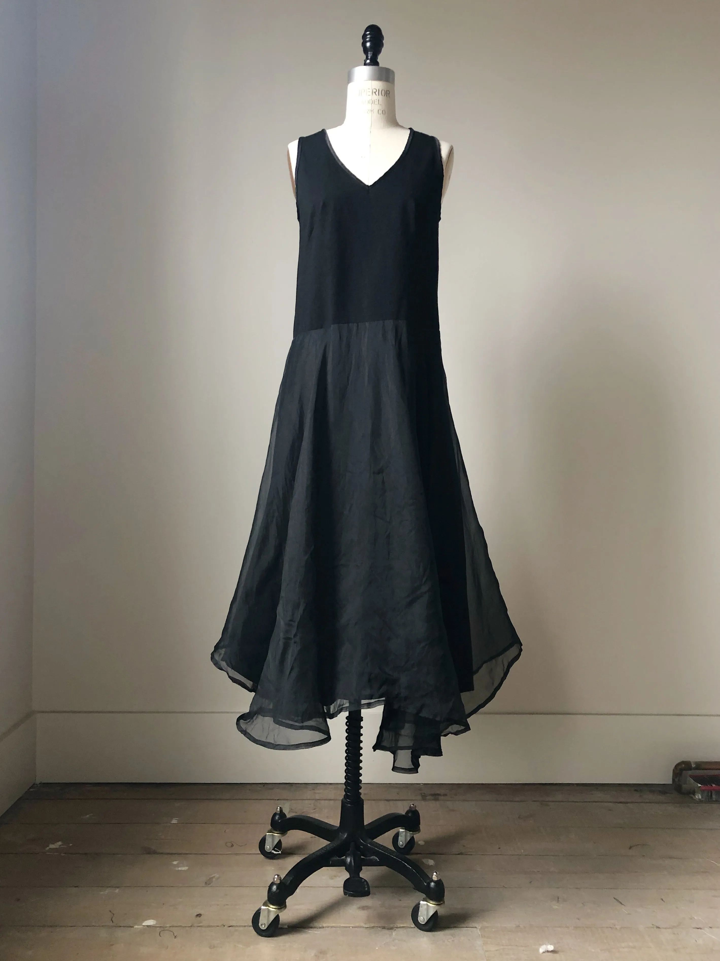 hemp jersey and silk organza tank slip