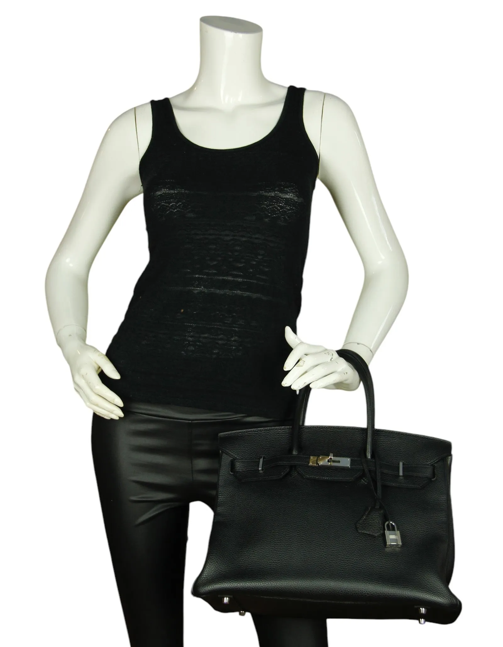 Hermes Black Leather 35cm Birkin Bag PHW