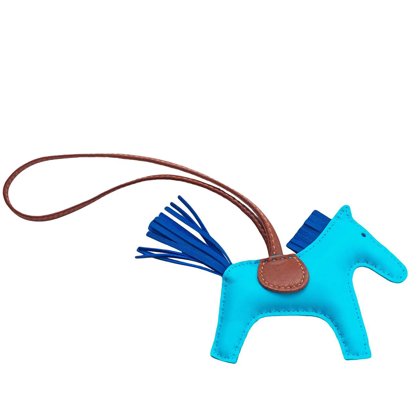 Hermes Blue Aztec Blue Electric Fauve Rodeo Horse Charm PM Small Rare Color