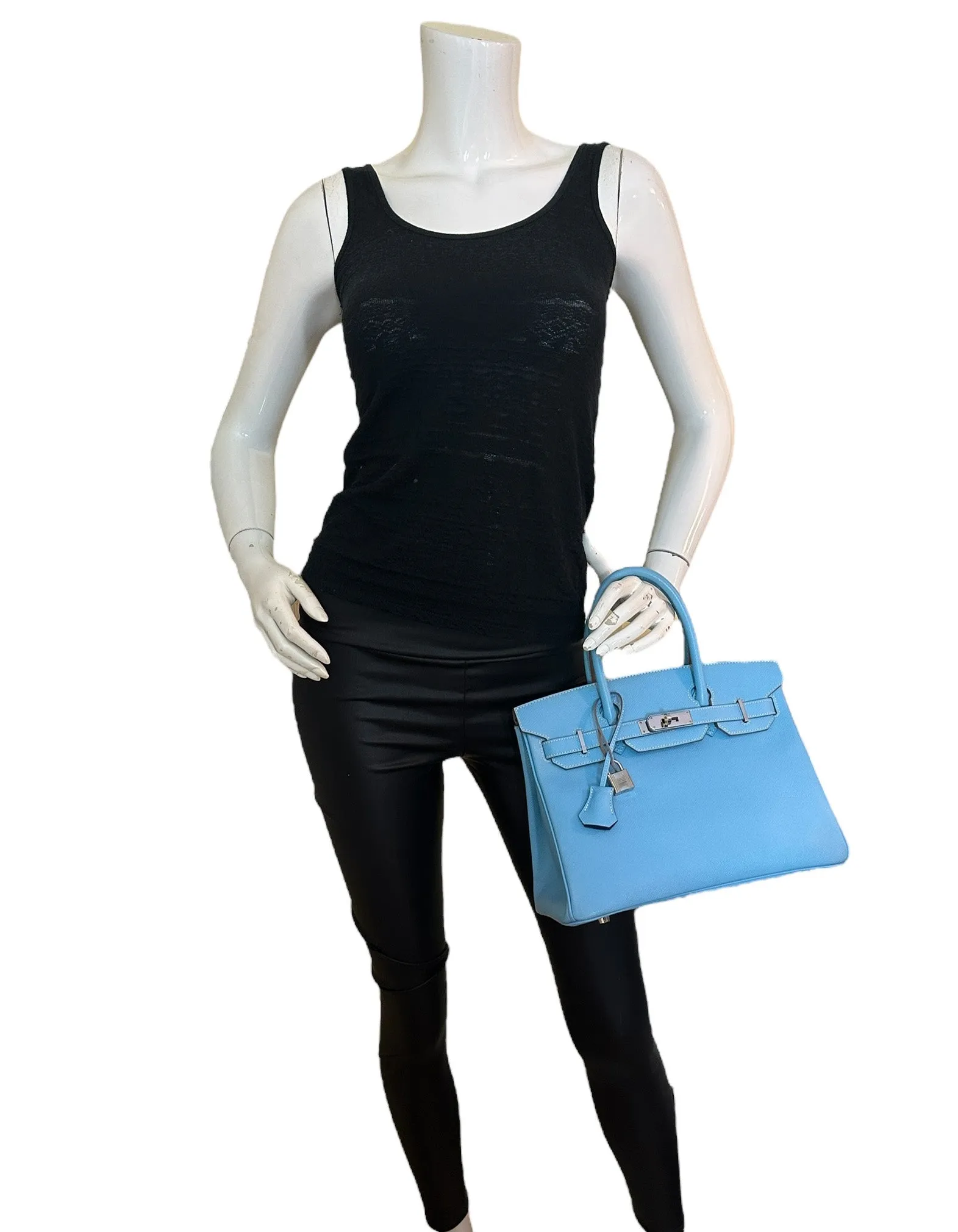 Hermes Blue Celeste/ Mykonos Epsom Leather 30cm Candy Birkin Bag PHW