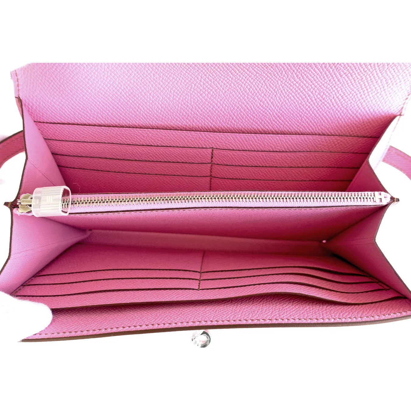 Hermes Bubblegum 5P Pink Epsom Kelly Wallet Clutch T Stamp Grail