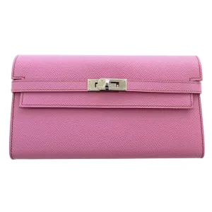 Hermes Bubblegum 5P Pink Epsom Kelly Wallet Clutch T Stamp Grail