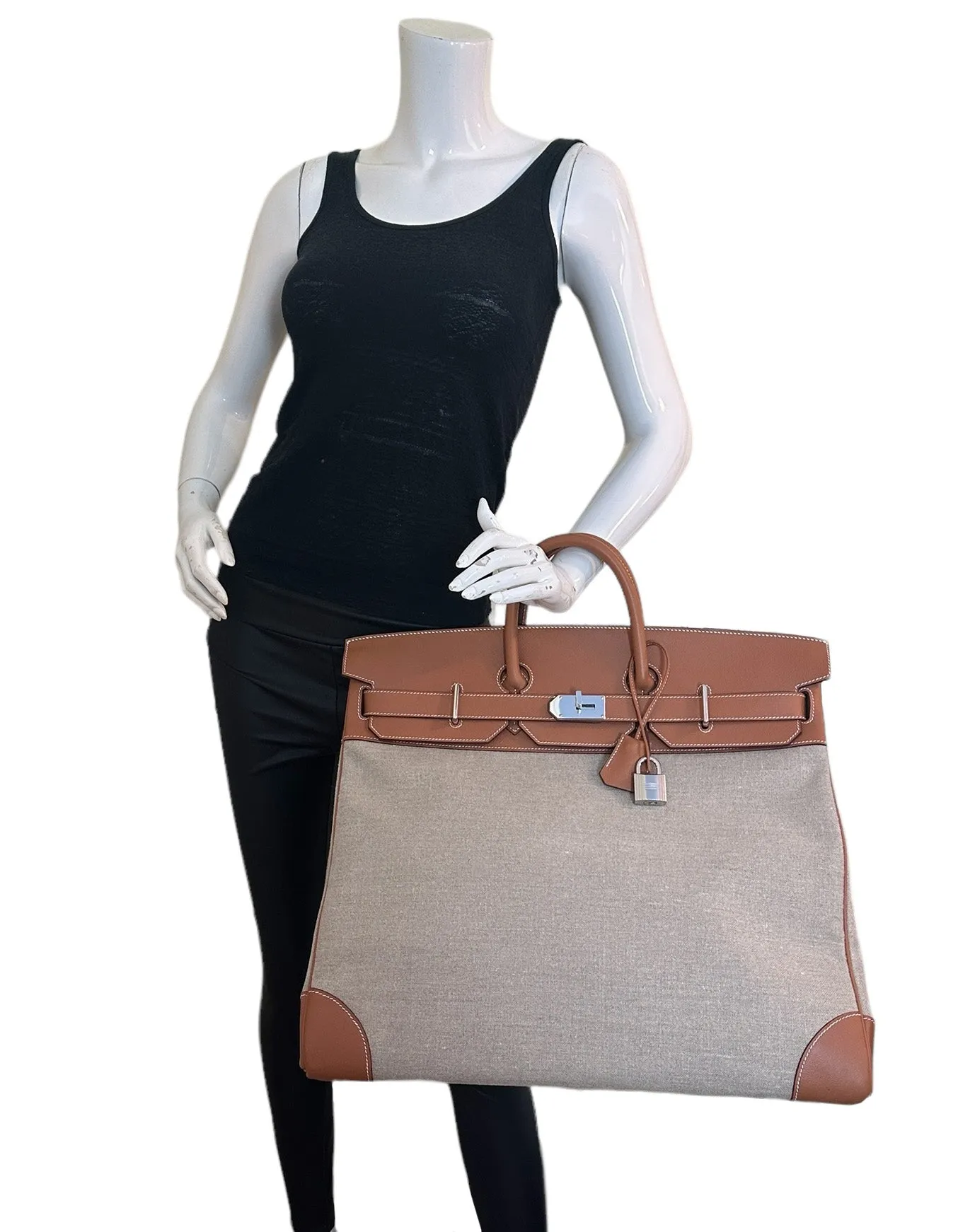 Hermes HAC Gold Toile 50cm Birkin Bag