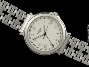 Hermes Mens Full Size Captain Nemo GMT Quartz Watch - Stainless Steel