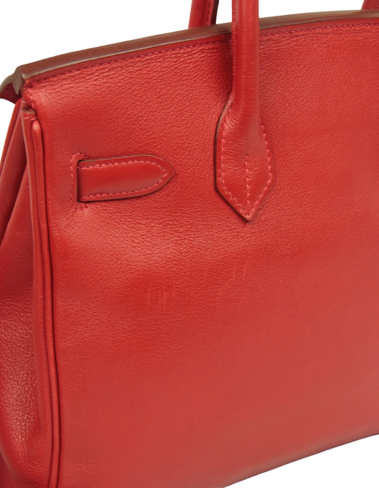 Hermes Red Swift Leather 30cm Birkin Bag GHW