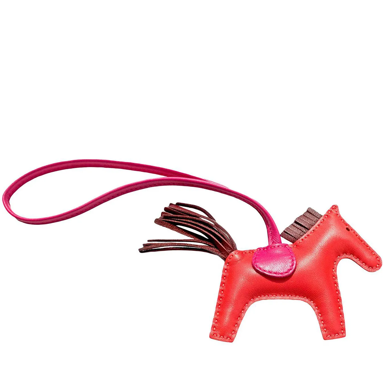 Hermes Rose Jaipur Rodeo Leather Charm PM Small Gorgeous Rare Color