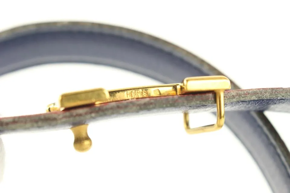Hermès 18mm Red x Navy x Gold Reversible H Logo Belt Kit 587her315