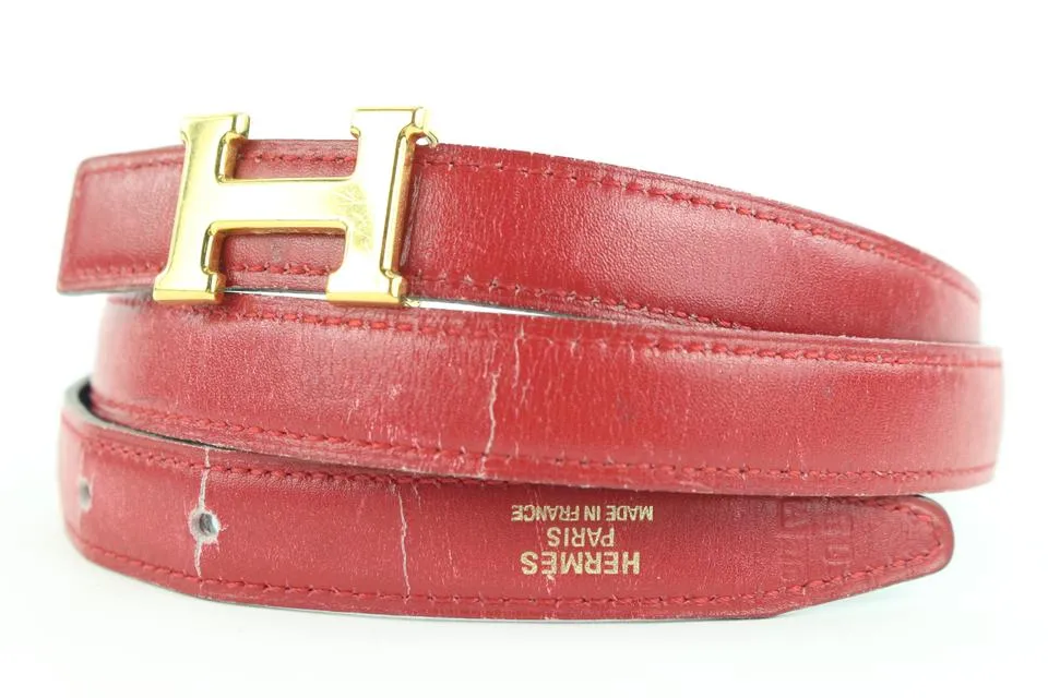 Hermès 18mm Red x Navy x Gold Reversible H Logo Belt Kit 587her315