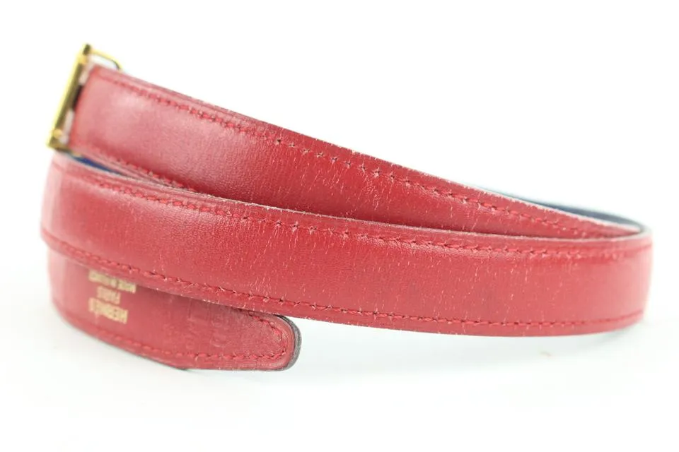 Hermès 18mm Red x Navy x Gold Reversible H Logo Belt Kit 587her315