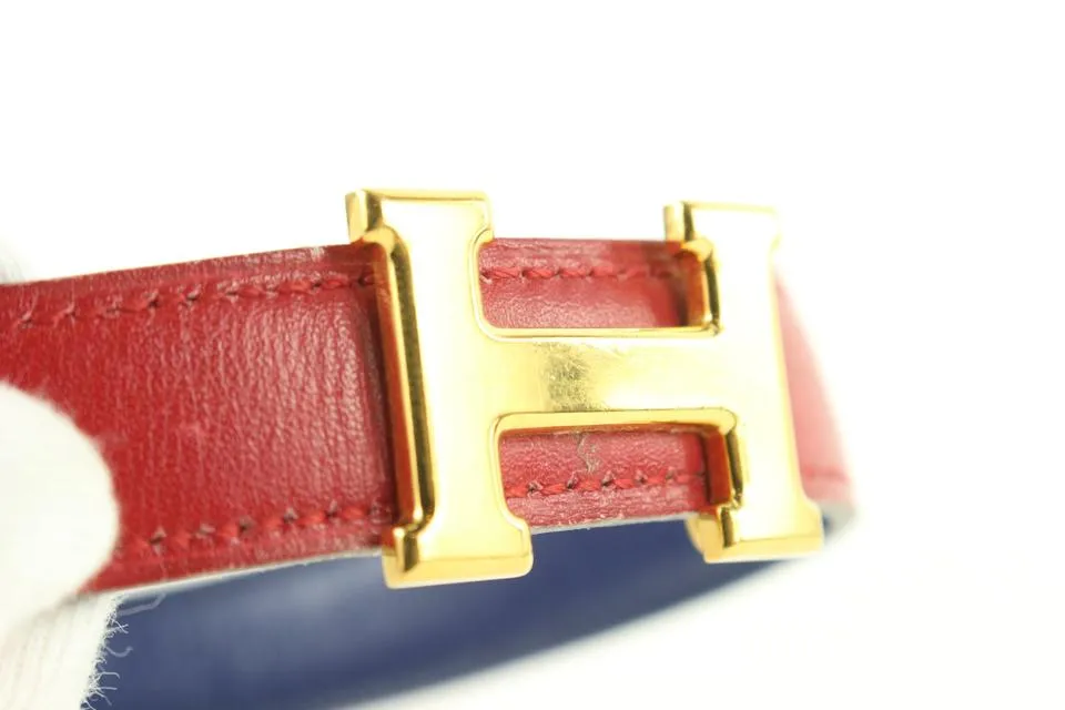 Hermès 18mm Red x Navy x Gold Reversible H Logo Belt Kit 587her315