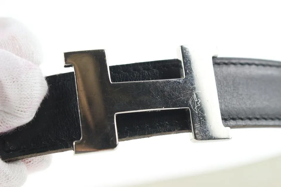 Hermès 24mm Reversible H Logo Belt Kit Silver Constance  39H0R