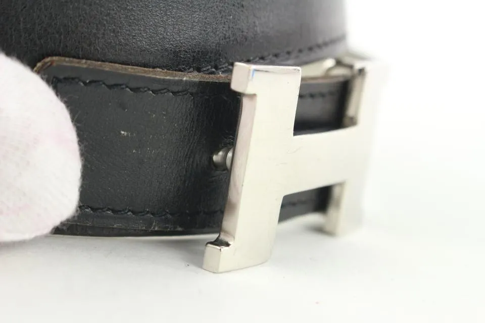 Hermès 24mm Reversible H Logo Belt Kit Silver Constance  39H0R
