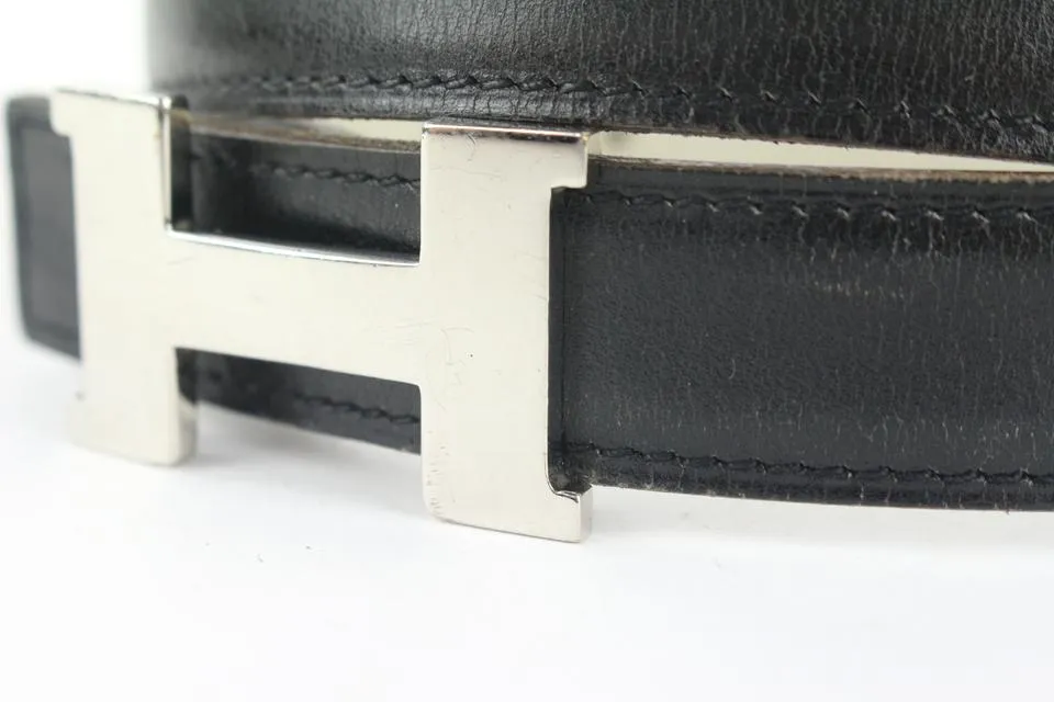 Hermès 24mm Reversible H Logo Belt Kit Silver Constance  39H0R