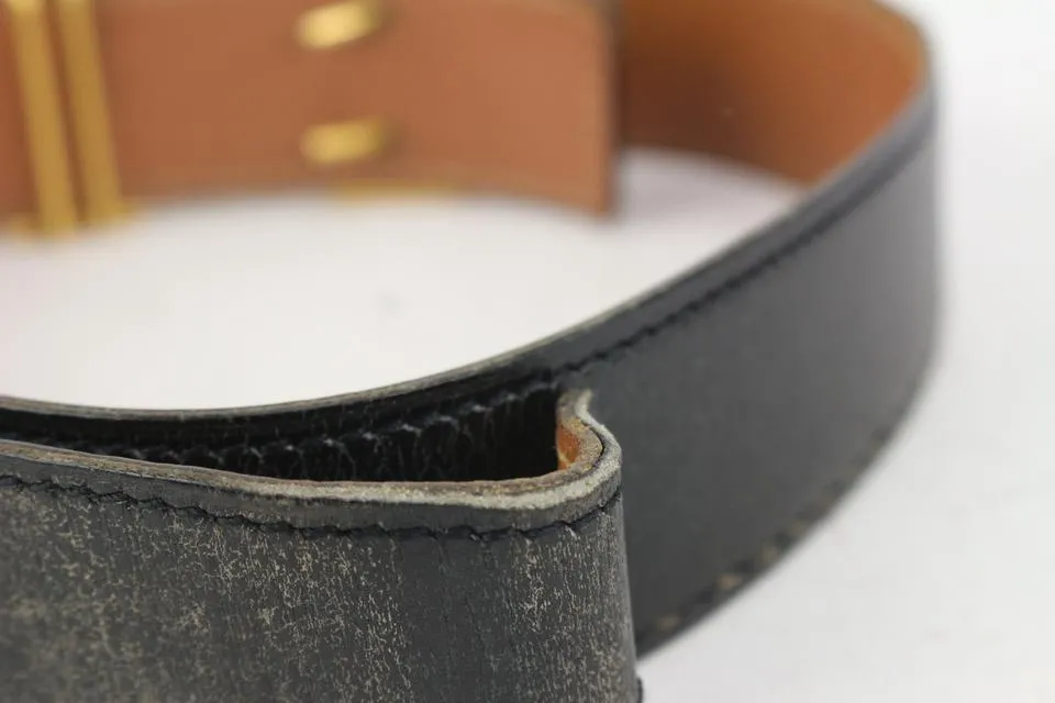 Hermès 32mm Reversible H Logo Belt Kit Black x Brown x Gold 73her726