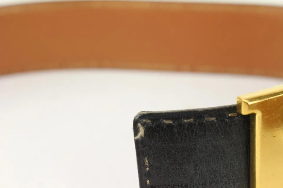 Hermès 32mm Reversible H Logo Belt Kit Black x Brown x Gold 73her726