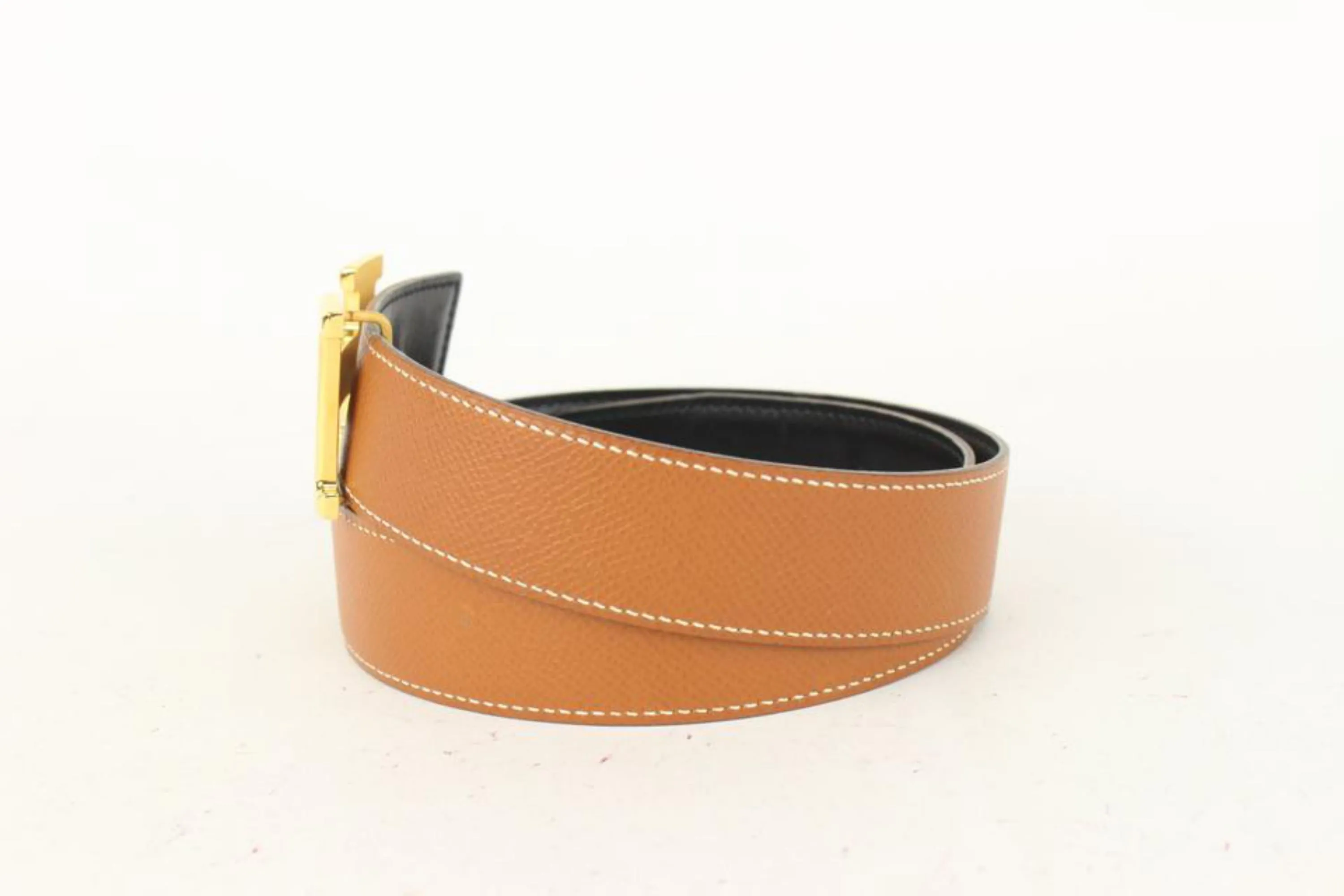 Hermès 32mm Reversible H Logo Belt Kit Brown x Black x Gold 1H96a