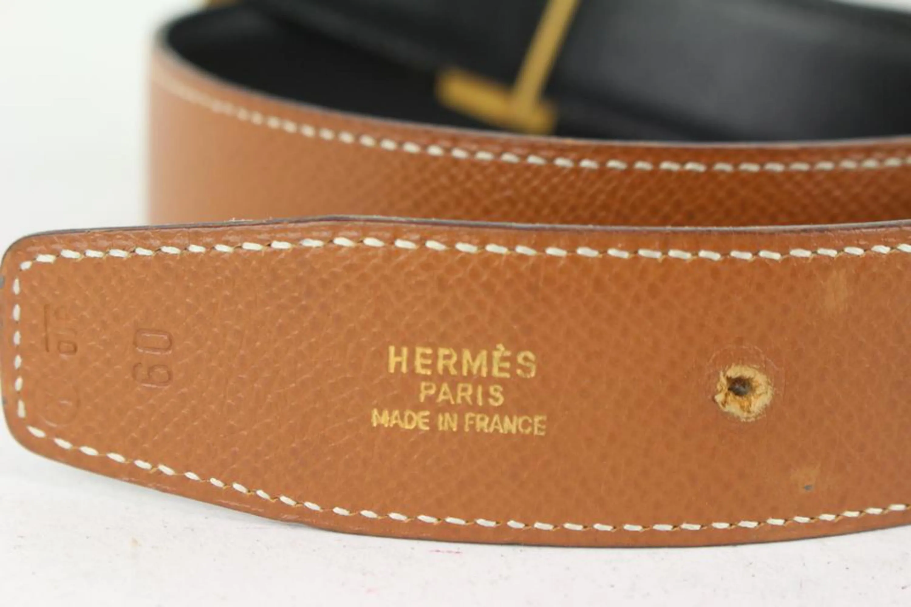 Hermès 32mm Reversible H Logo Belt Kit Brown x Black x Gold 1H96a