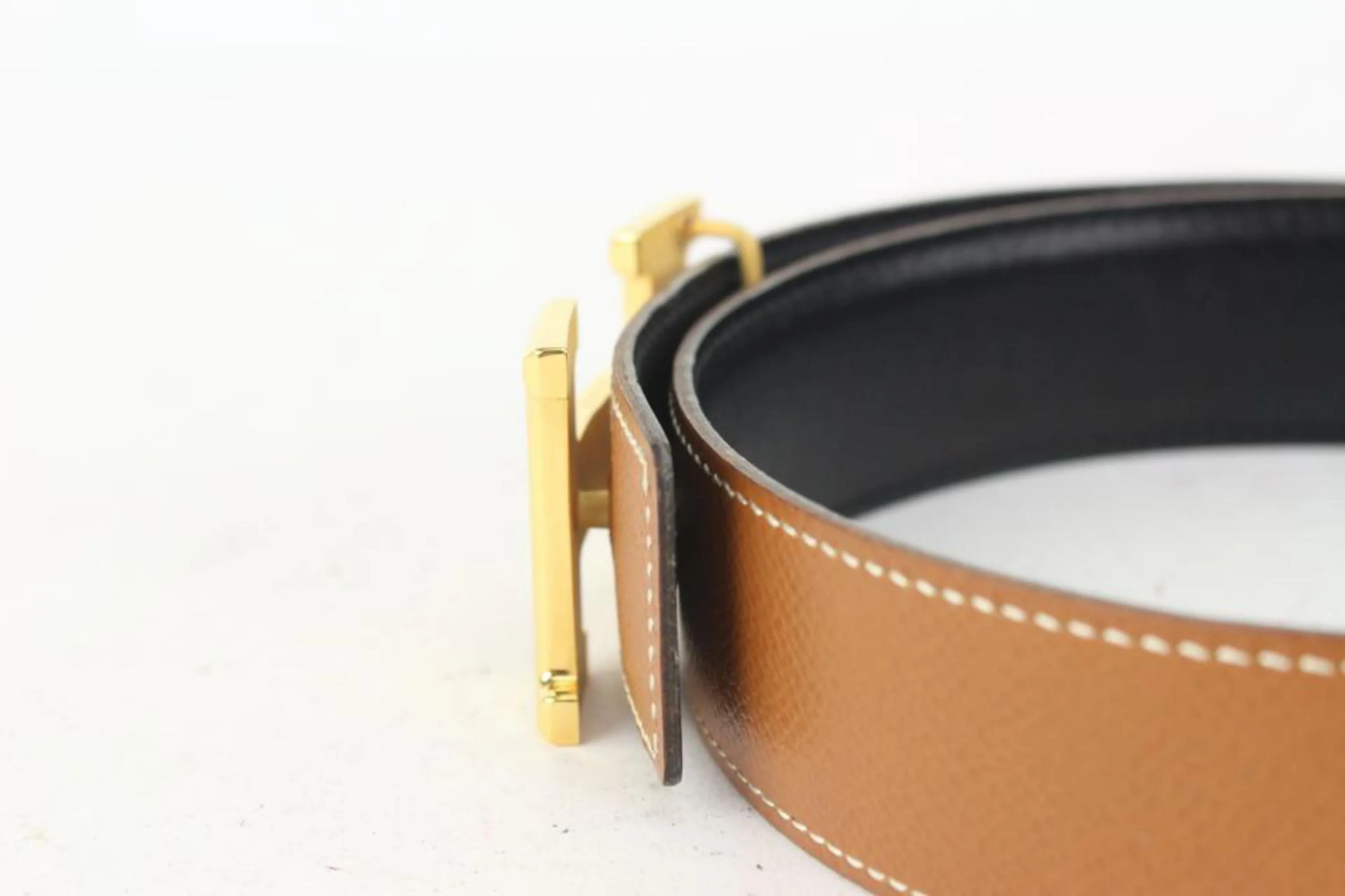Hermès 32mm Reversible H Logo Belt Kit Brown x Black x Gold 1H96a