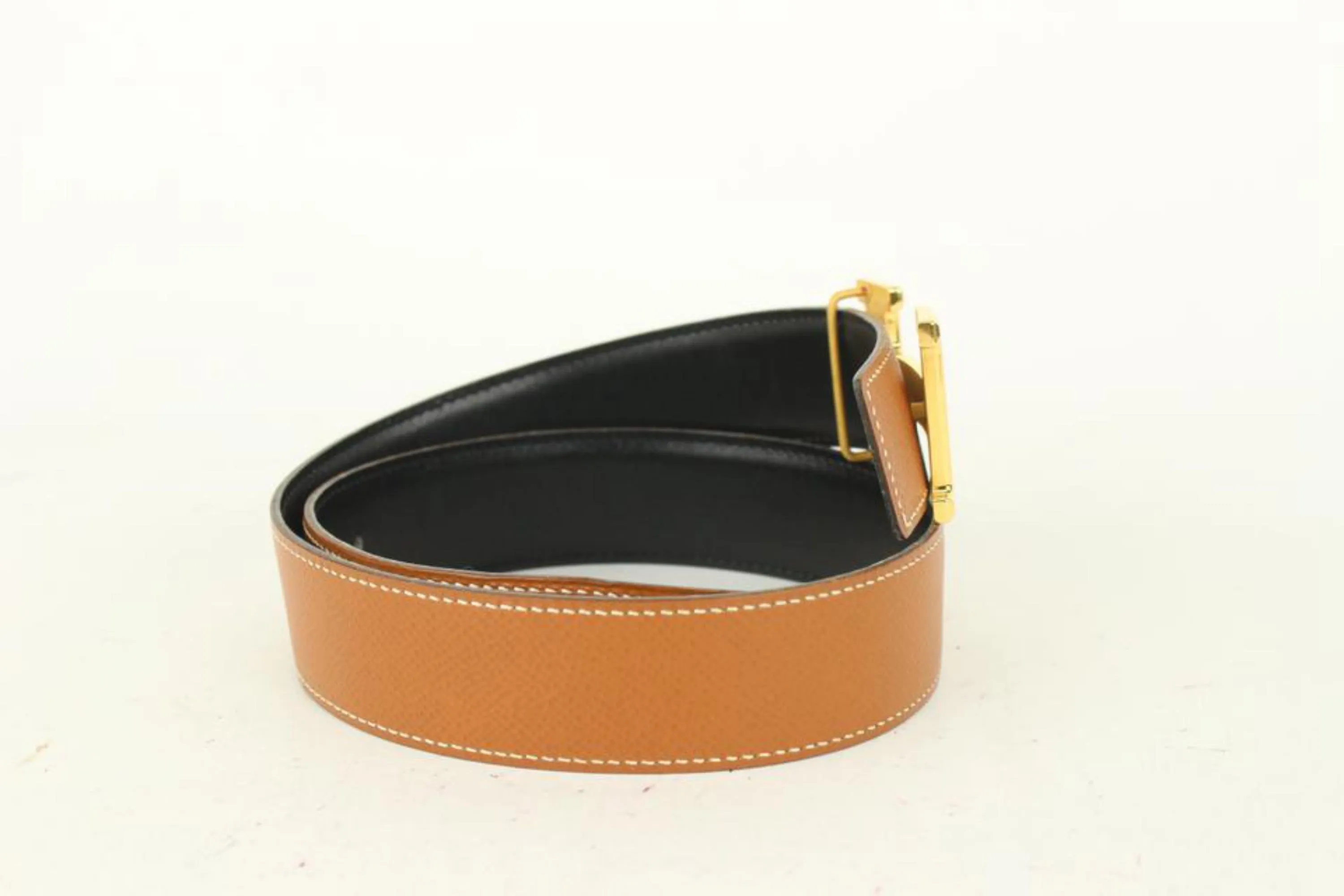 Hermès 32mm Reversible H Logo Belt Kit Brown x Black x Gold 1H96a