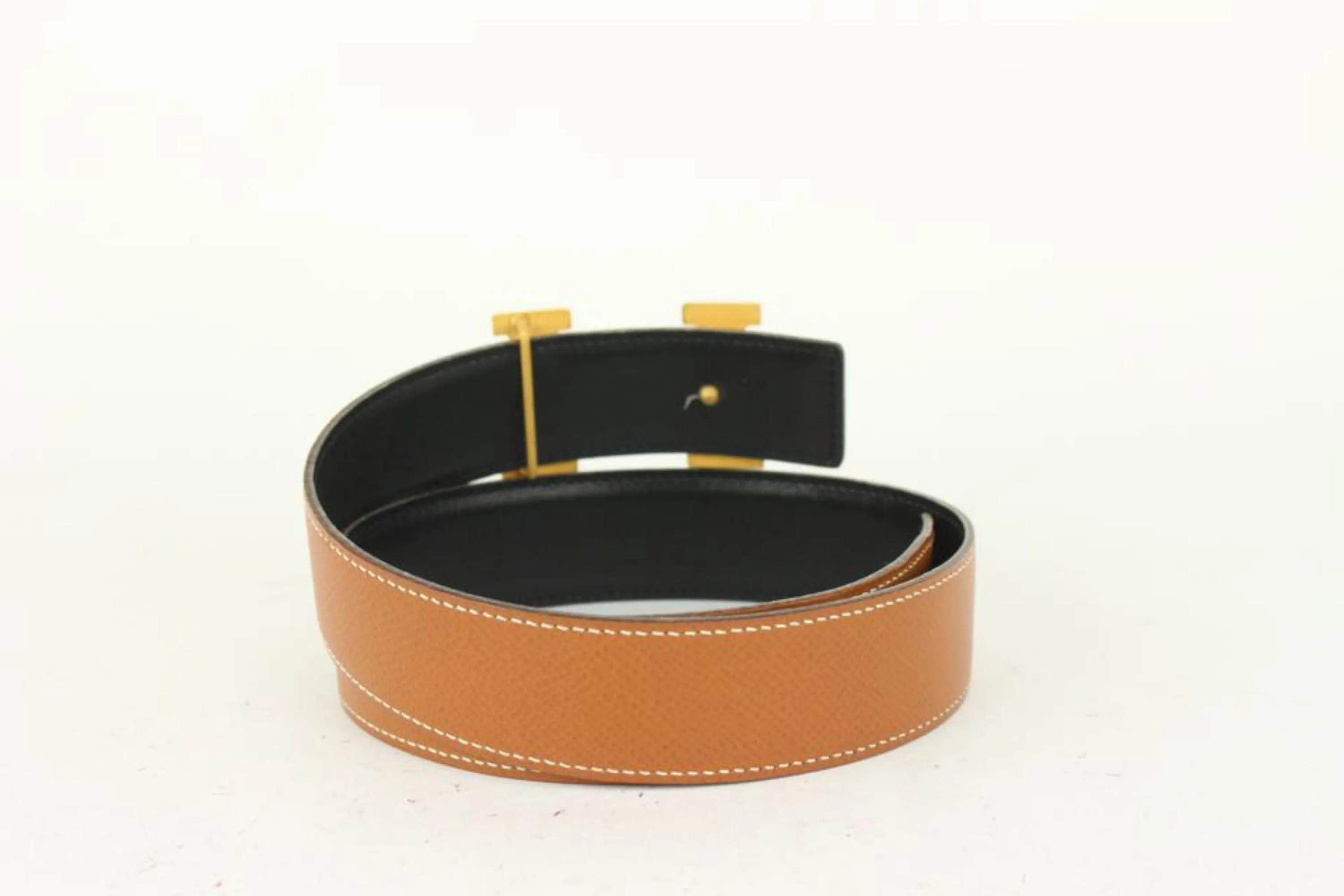 Hermès 32mm Reversible H Logo Belt Kit Brown x Black x Gold 1H96a