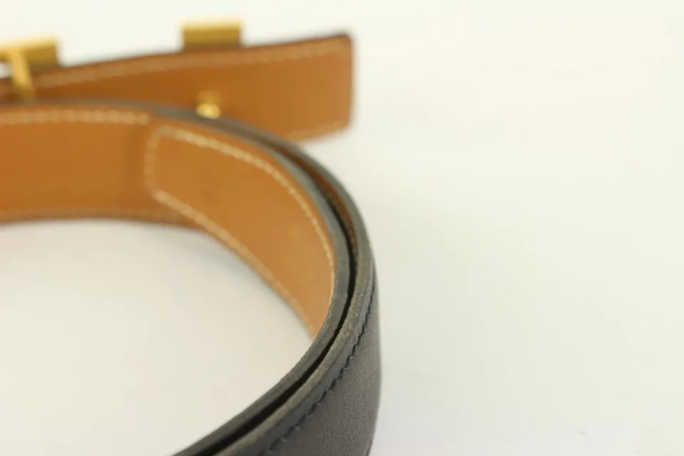 Hermès Black x Brown 24mm Reversible H Logo Belt Kit 830her28