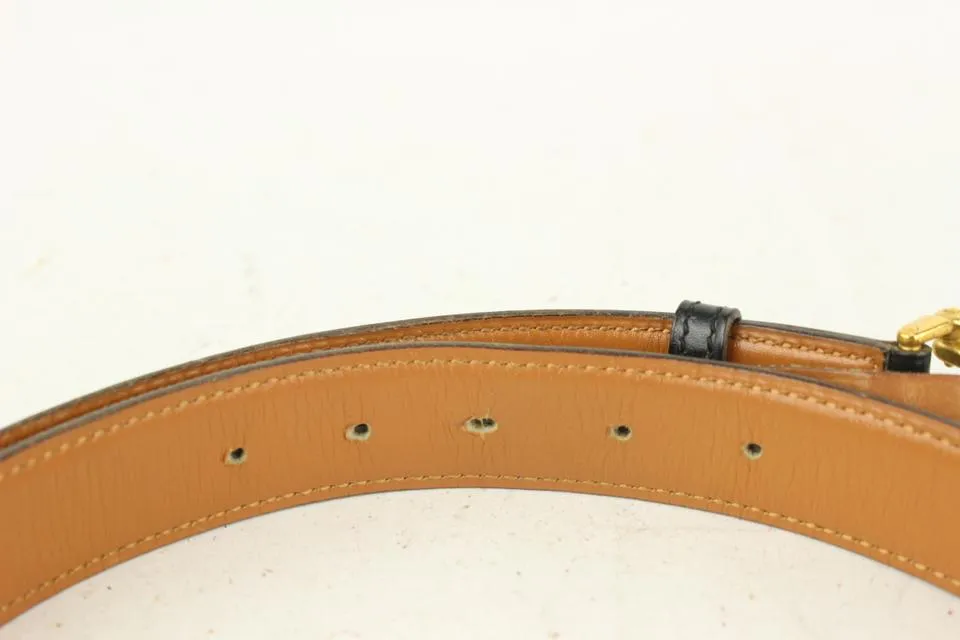 Hermès Black x Gold Wishbone Horseshoe Belt 823her26