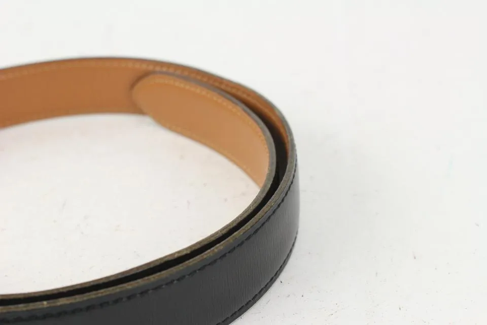 Hermès Black x Gold Wishbone Horseshoe Belt 823her26