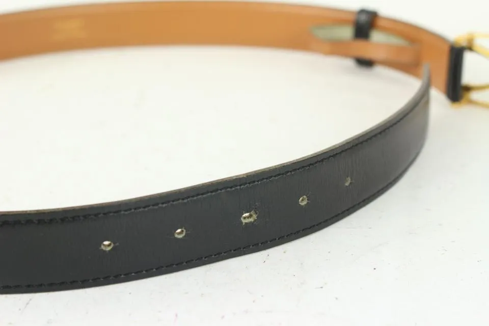 Hermès Black x Gold Wishbone Horseshoe Belt 823her26
